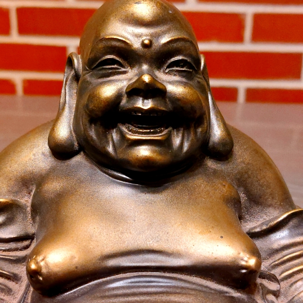 Large, Gold, Laughing, Buddha, Sculpture, Statue, Incense - Picture 8 of 10